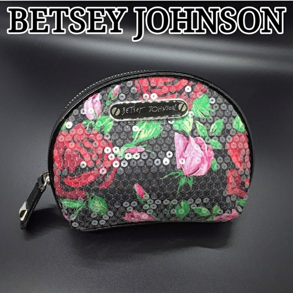 Betsey Johnson Handbags - "3/$25" Betsey Johnson Sequined Coin Purse w Roses